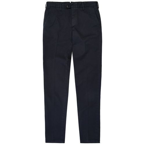 Trunk Welbeck Flat Front Cotton Trousers: Navy