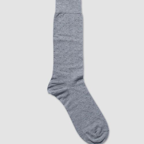 Pin Dot Cotton Mid-calf Socks - Grey