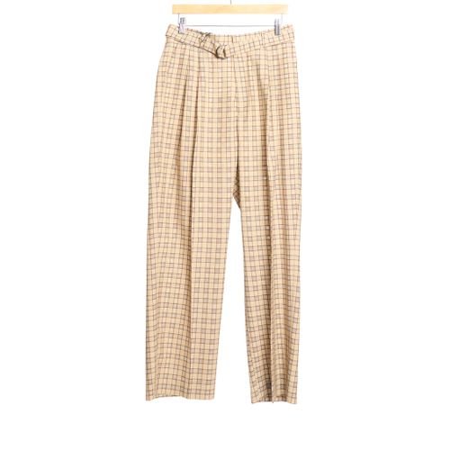 Omari Belted Trouser Lightweight Wool Brown Check