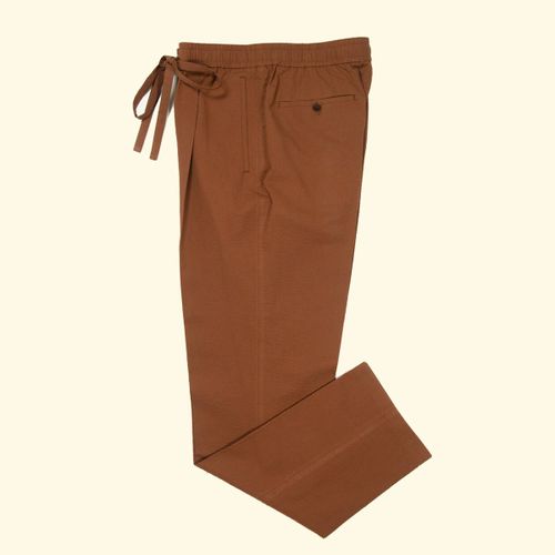 Seersucker Drawstring Trousers - TerracottaSeersucker Drawstring Trousers - Terracotta