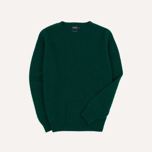 Forest Green Brushed Shetland Crew Neck Jumper