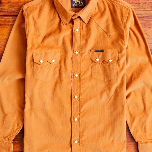 Corduroy Dollard Western Shirt in Beige