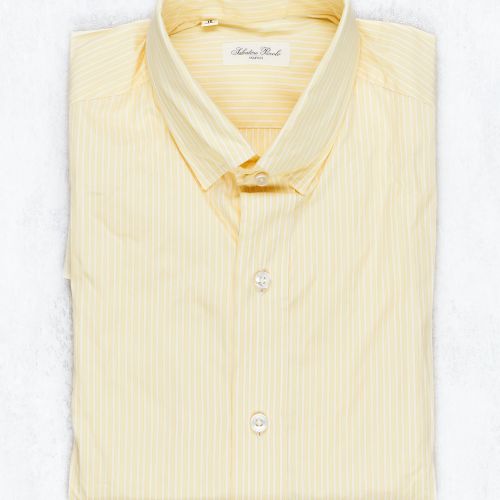 Salvatore Piccolo Yellow/White Stripe Cotton Spread Collar Shirt (NOS)