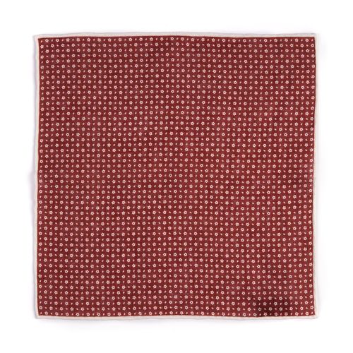 Bigi Handprinted Linen Floral Pocket Square: Burgundy