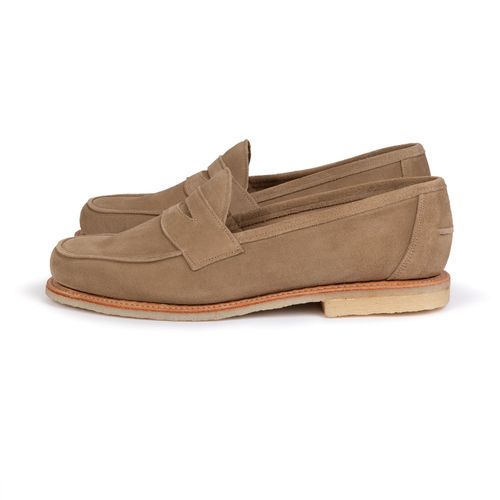 Sanders Edwin Reverse Suede Penny Loafer: Milkshake