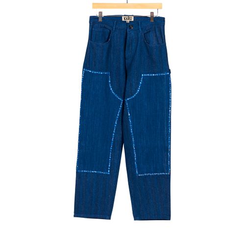 Double Knee Pant Cotton Woven Embroidery Indigo