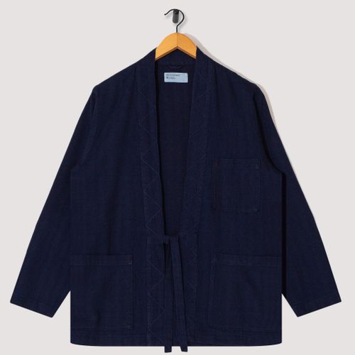 Tie Front Jacket - Indigo Herringbone