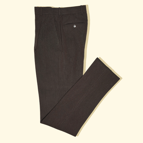 Sueded Linen Pleated Trousers - EspressoSueded Linen Pleated Trousers - Espresso