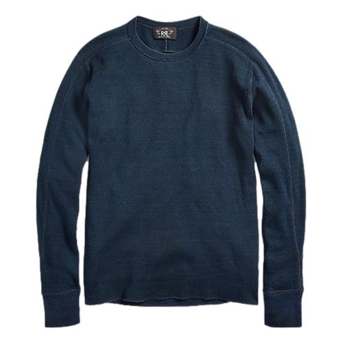 Indigo Jacquard-Knit Crewneck Rinsed Blue Indigo