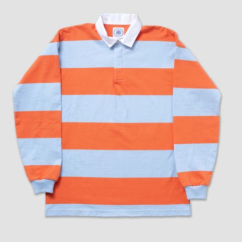 Classic Stripe Rugby Shirt - Light Blue/orange