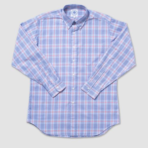 Long Sleeve Fancy Plaid Shirt - Blue/red