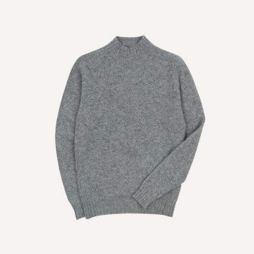 Grey Brushed Shetland Mock Neck Jumper