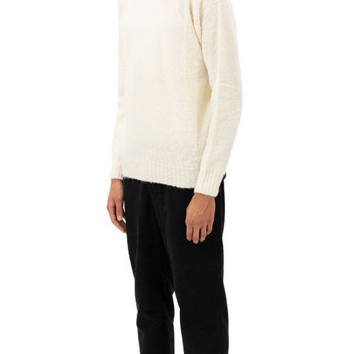 Crew P's White Shetland Wool Brushed Sweater