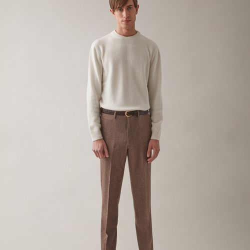 ALF Glencheck Flannel Trousers Brown Brown