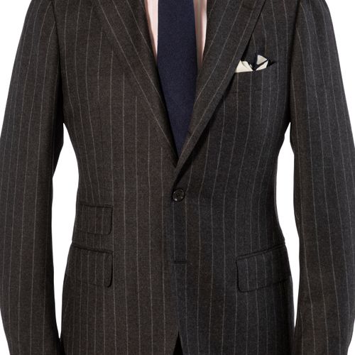 The Armoury by Ring Jacket Model 3A Grey Dormeuil Flannel Chalkstripe Suit (NOS)