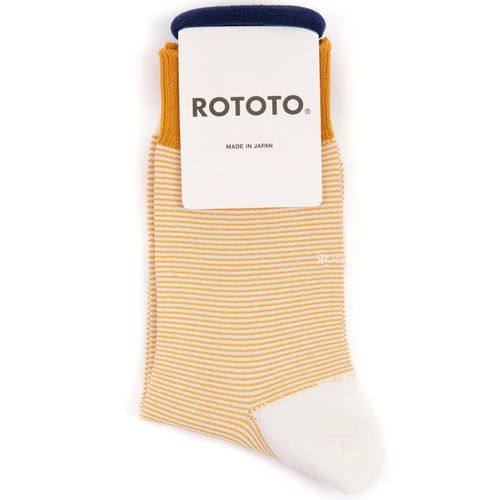 RoToTo Fine Stripe Mini Crew Socks: Yellow