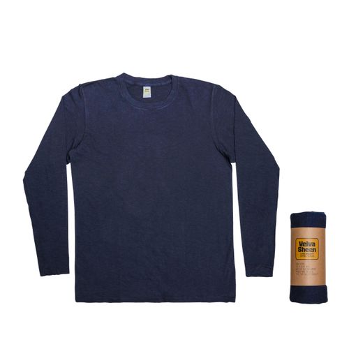 Rolled Long sleeve Crew neck Tee / Navy