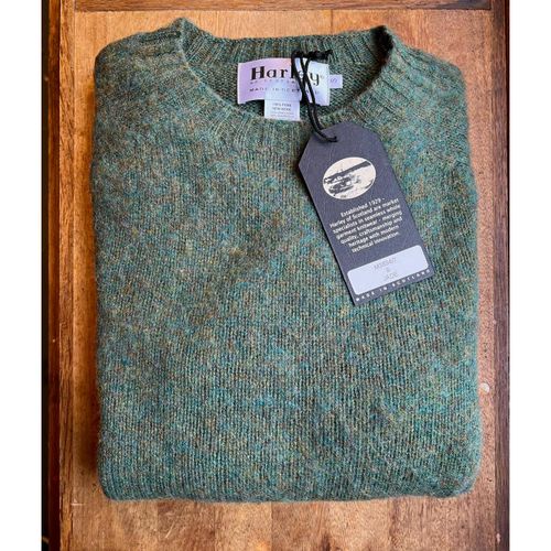 Harley Of Scotland Brushed Wool Crew Neck- Jade