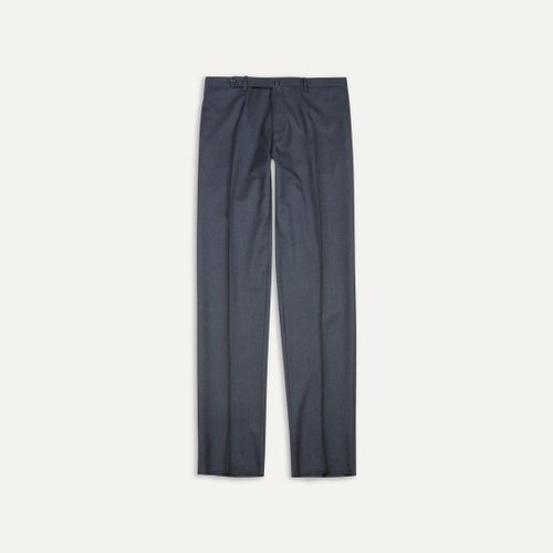 Grey Worsted Wool Flat Front Trouser