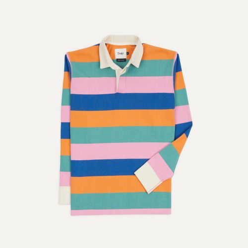 Navy, Orange, Green and Pink Stripe Cotton Rugby Shirt