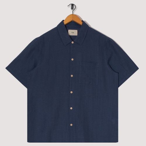 Gabe Shirt - Ash Navy Linen Grid