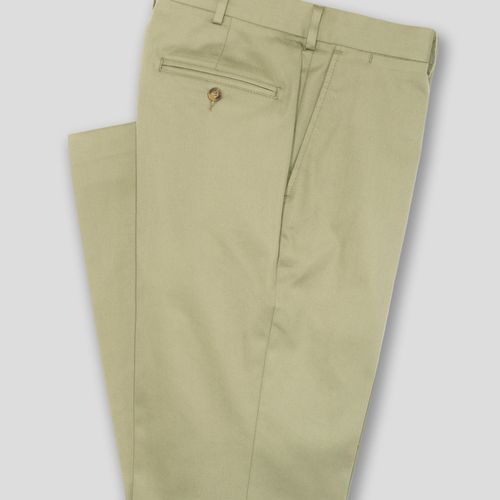 Washed Twill Chino Trousers Classic Fit - Sage