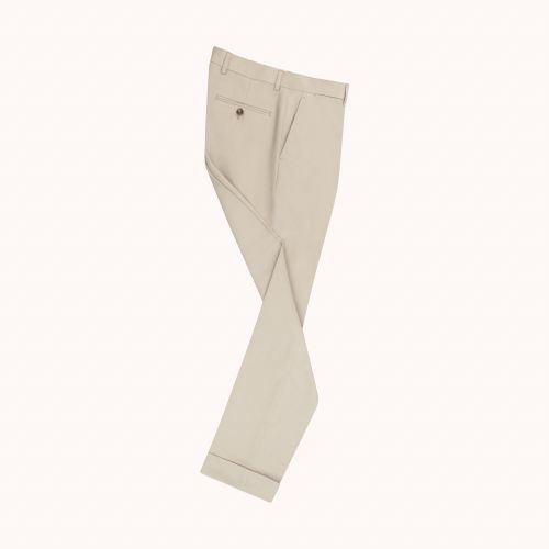 Flat Front Trouser - Stone Brushed Cotton