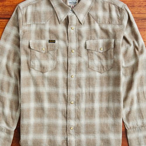 Ombre Check Western Shirt in Brown