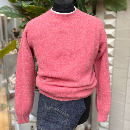 Harley Of Scotland Brushed Wool Crew Neck- Rosebud