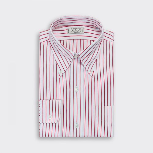 Stripes Button-Down Shirt : White/Red