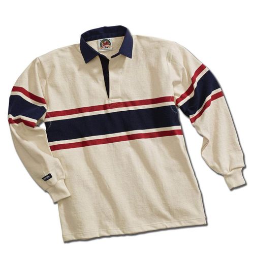 Barbarian Arcadia 12oz Rugby Shirt – Ecru/Navy/Red