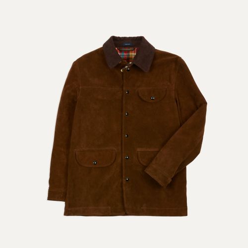 Brown Suede Car Coat with Blanket Lining