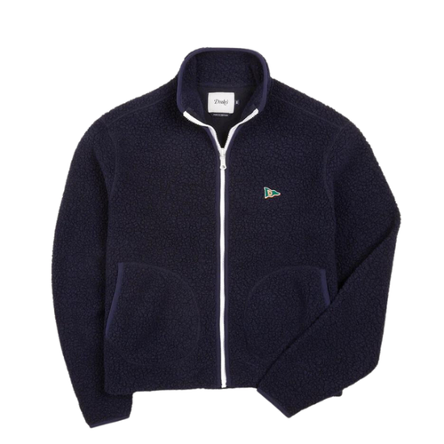 Drake’s Boucle Wool Zip Fleece Jacket- Navy