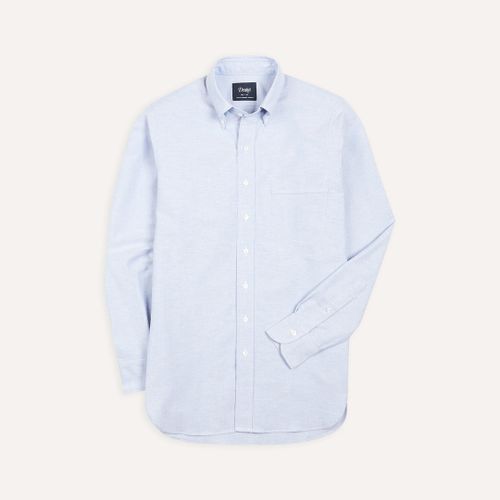 Mid-Blue Cotton Oxford Cloth Button-Down Shirt