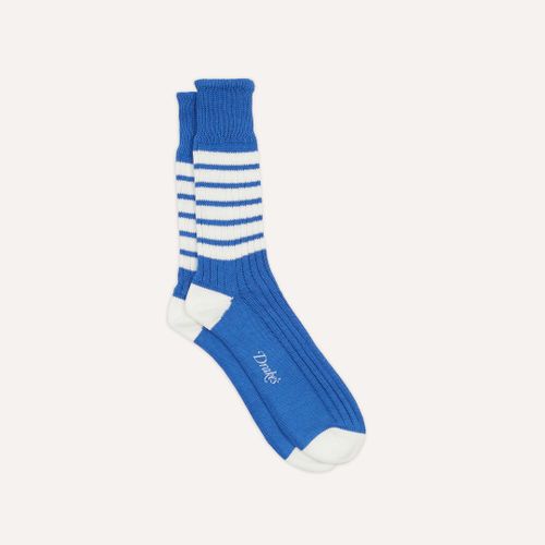 Blue and White Striped Cotton Sports Sock