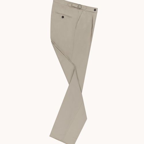 Single Pleat Trouser - Stone Brushed Cotton