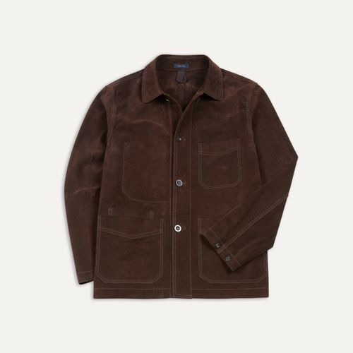 Chocolate Brown Heavyweight Suede Five-Pocket Chore Jacket