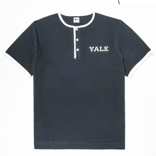 Yale Pique Henley Shirt - Navy