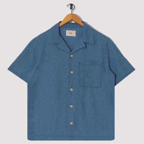 Soft Collar S/S Shirt - Light Indigo Waffle