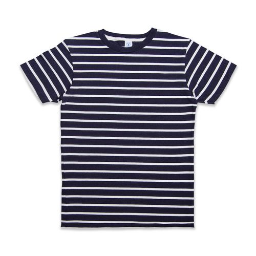 Uneven Stripe S/S C/N Tee / Navy/White