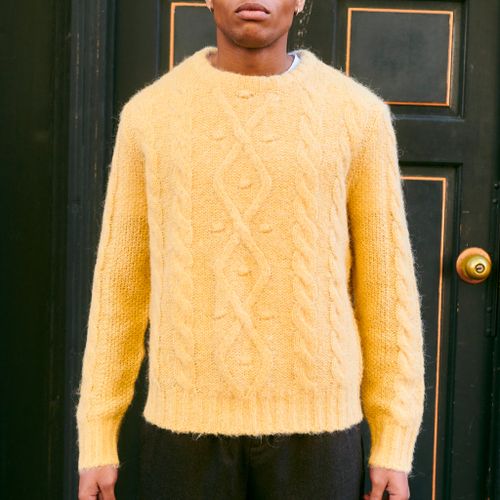 Aran Brushed Alpaca Wool Faded Yellow Jumper