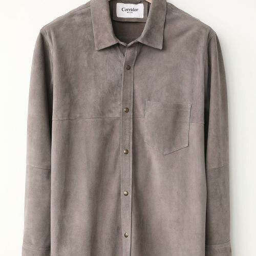 Suede Snap Jacket - Grey