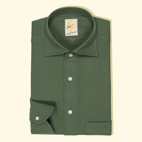 Fern Green Flanneled Cotton ShirtFern Green Flanneled Cotton Shirt