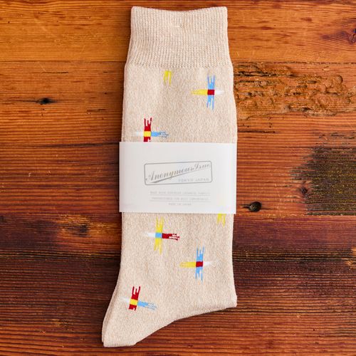 Sun Cross Crew Sock in Beige