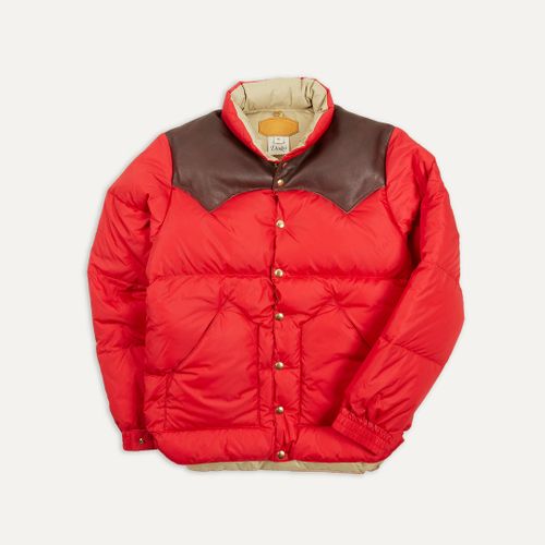 Rocky Mountain Featherbed for Drake's Red Nylon Leather Christy Down Jacket