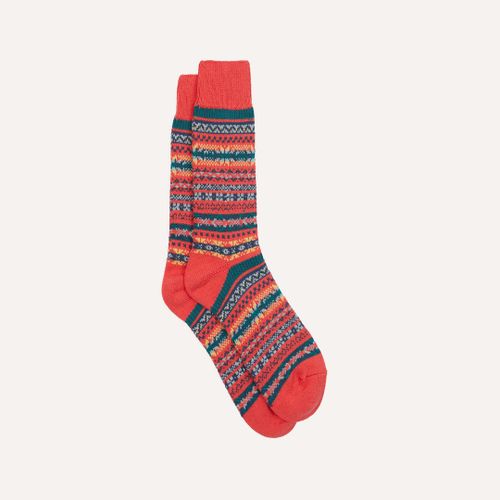 RoToTo Red Cotton Fair Isle Socks