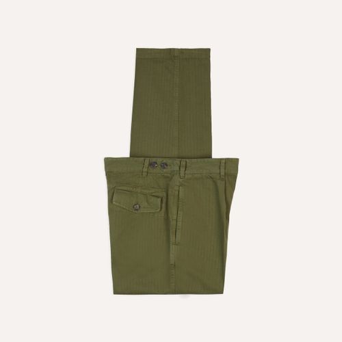 Olive Herringbone Cotton Games Trousers