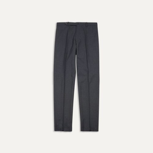 Charcoal Tropical Wool Flat Front Trouser