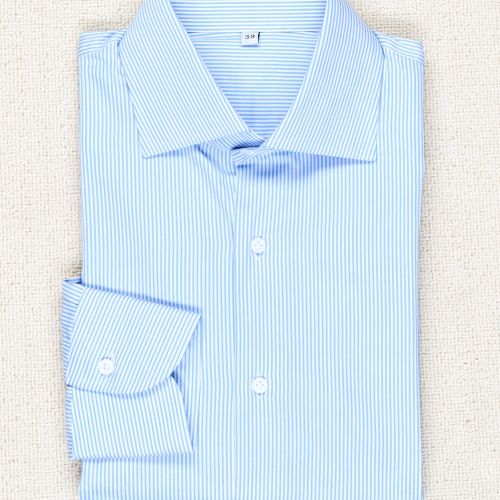 P. Johnson Sky Blue Stripe Cotton Twill Spread Collar Shirt (NOS)