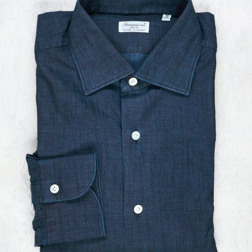 Finamore Dark Blue Denim Spread Collar Shirt (NOS)